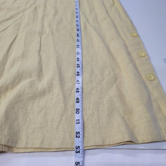 Studio Ease Dress Womens 14 Linen Rayon Short Sleeve Maxi Pockets Side Buttons - Picture 12 of 13